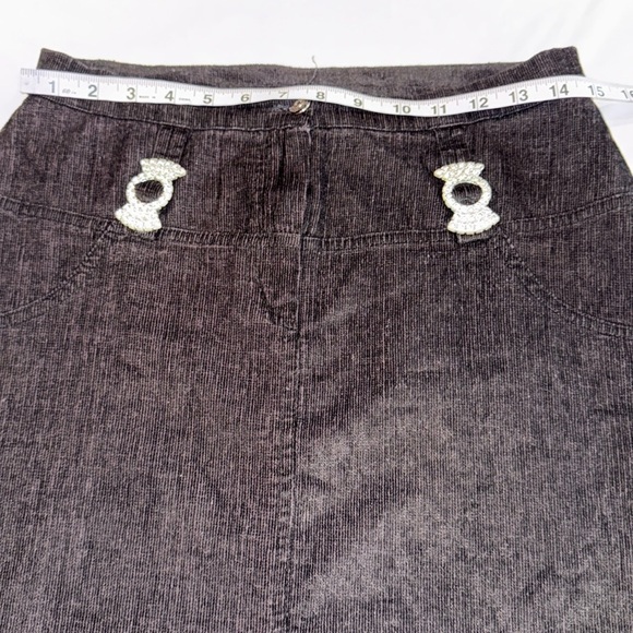 Long Skirt Black Midi A-Line Corduroy Rhinestones on Beltloops Women's Size 3 - Picture 6 of 7